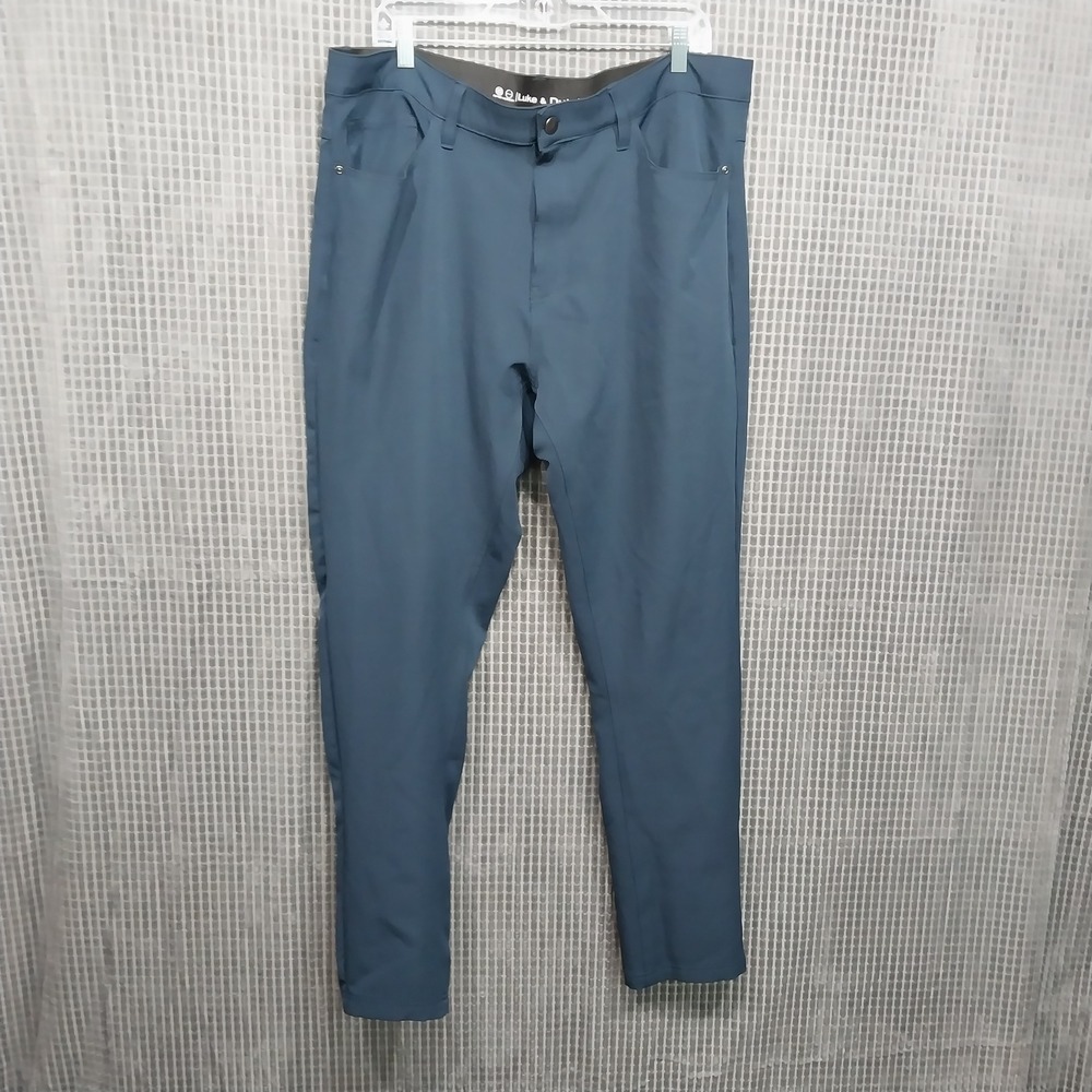 Luke & Dutch Mens Performance Pants 2-Way Stretch 38/32 Blue Grey